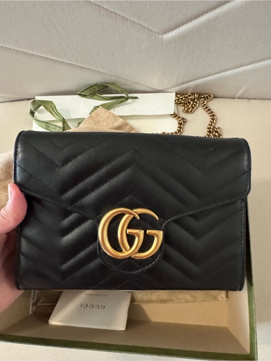 Gucci Handbags - Gucci Black Chevron Marmont Crossbody Bag